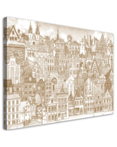 Retro city - Vintage style Canvas painting | FEEBY