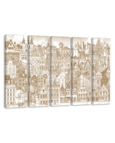 Merry city - Modern Canvas painting for living room | FEEBY