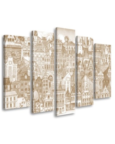 Retro city - Modern Canvas painting for living room | FEEBY
