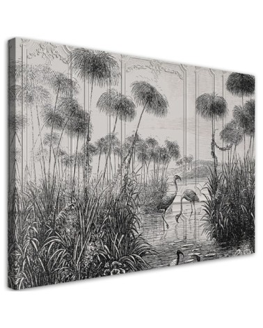 Birds in a pond - Modern Canvas painting for the bedroom | FEEBY
