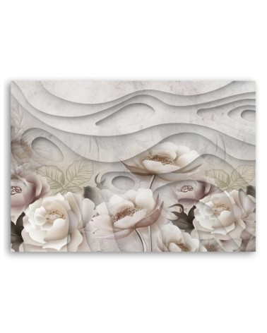 Dekoratives Leinwandbild - Beige Blumen in Blüte 3D | Feeby