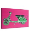 Obraz w stylu retro - Zielony skuter vespa na różowym tle | FEEBY