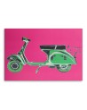 Obraz w stylu retro - Zielony skuter vespa na różowym tle | FEEBY