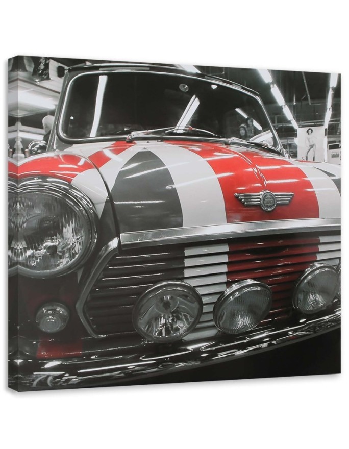 Leinwandbild modern - Altes Auto mit britischer Flagge | Feeby