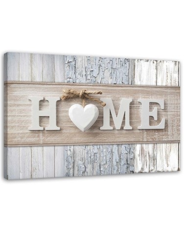 Decorative Canvas painting - Home inscription on wood background | FEEBY