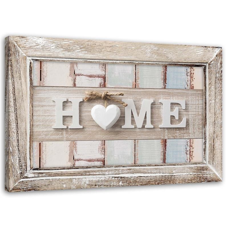 Leinwandbild - Aufschrift Home Herz Vintage Stil | Feeby