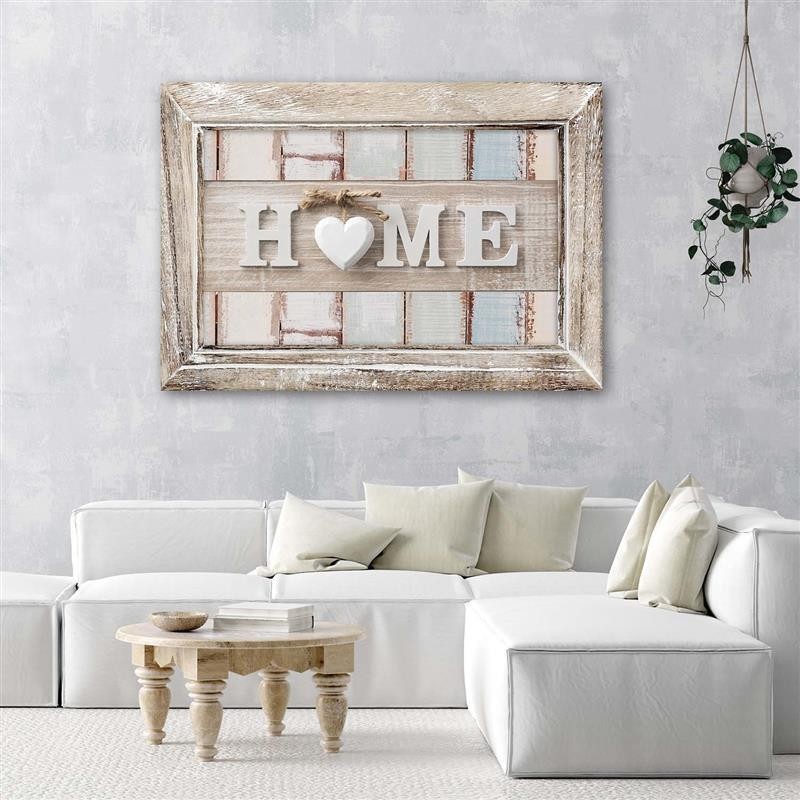 Leinwandbild - Aufschrift Home Herz Vintage Stil | Feeby