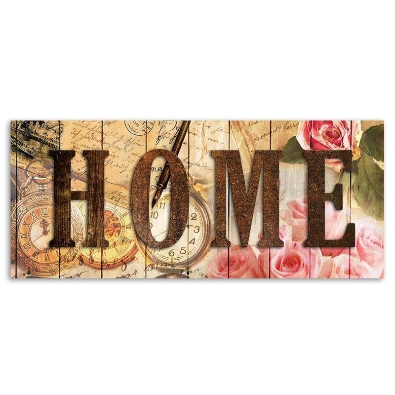 Bild - Hausbeschriftung Retro-Uhren Buchstaben und Blumen | Feeby