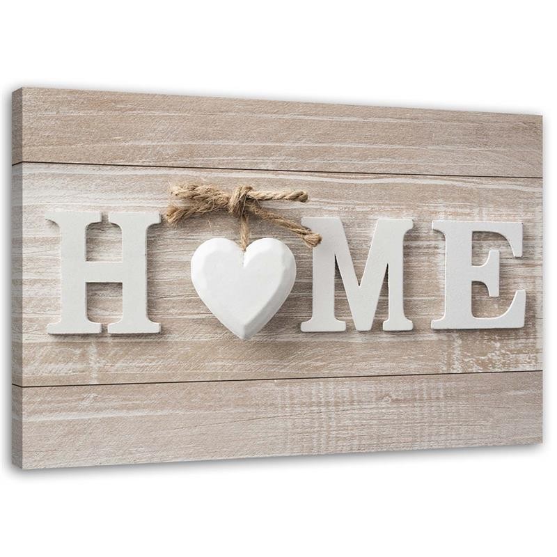 Obraz do salonu canvas - Napis Home w jasnej tonacji | FEEBY