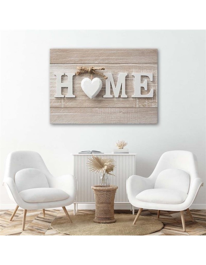 Obraz do salonu canvas - Napis Home w jasnej tonacji | FEEBY