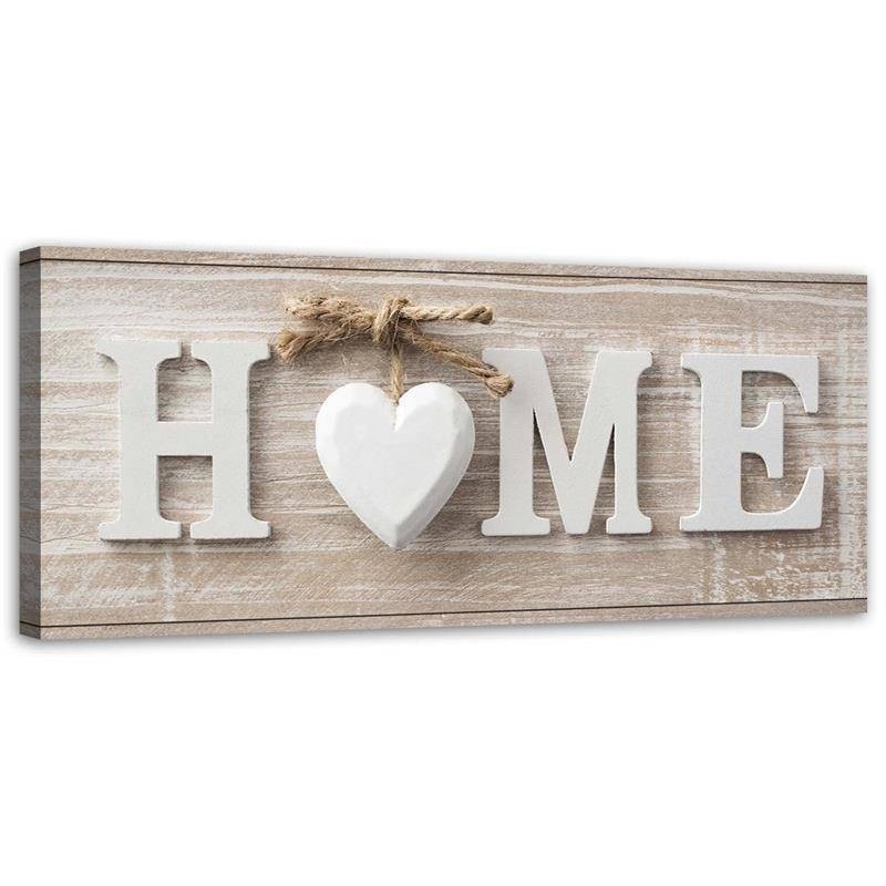 Obraz do salonu canvas - Napis Home z sercem | FEEBY