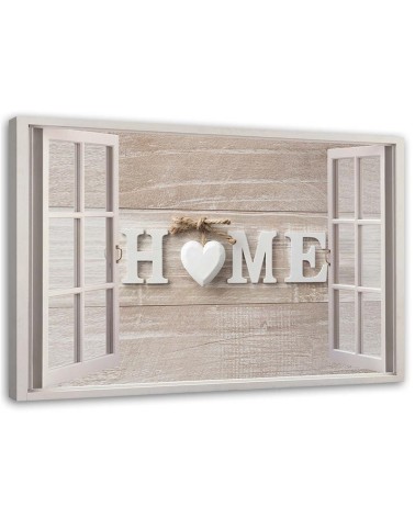 Wall art Canvas painting for living room - Home quote in window | FEEBY