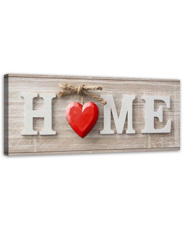 Home Quote with red heart - Decorative Canvas painting | FEEBY