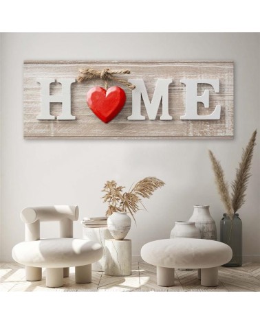 Bild - Hausaufschrift mit rotem Herz auf hellem Holz | Feeby