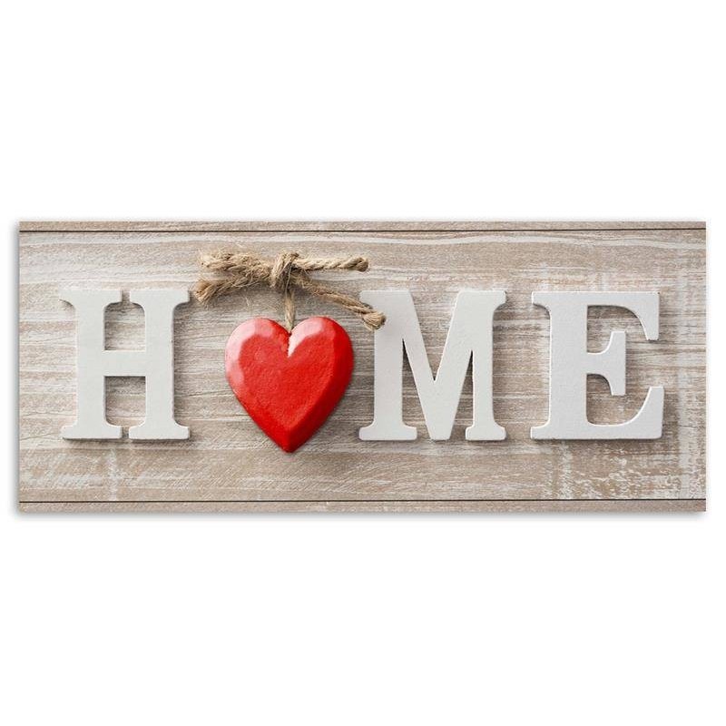 Bild - Hausaufschrift mit rotem Herz auf hellem Holz | Feeby