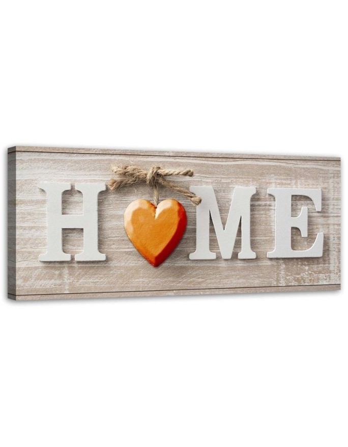 Bild - Hausaufschrift mit orangefarbenem Herz auf hellem Holz | Feeby