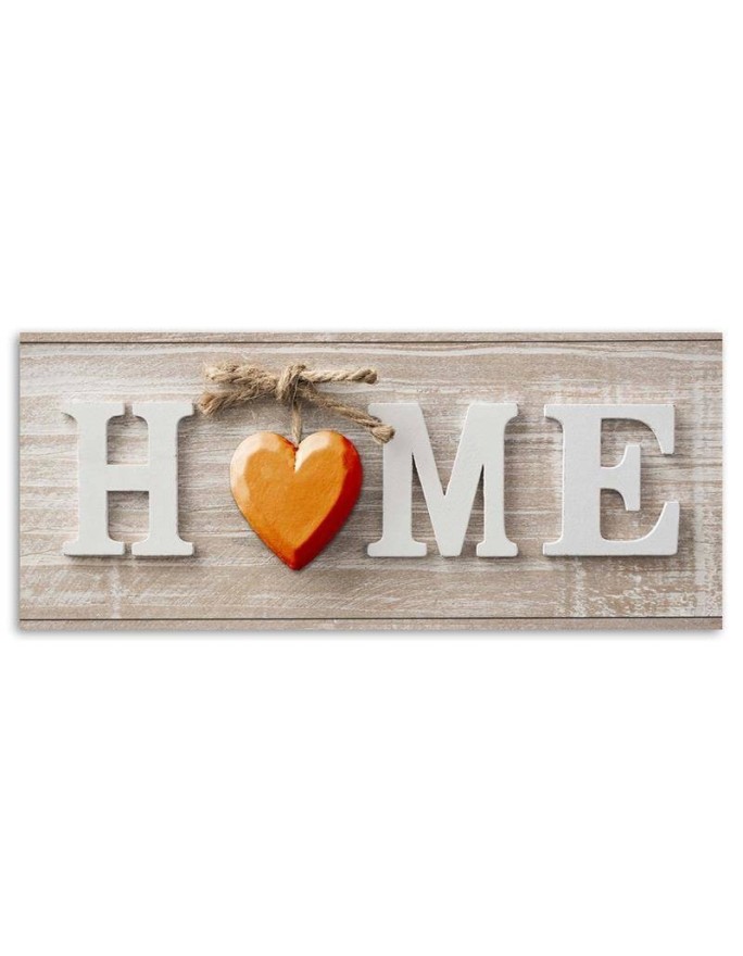 Napis Home z pomarańczowym sercem - Obraz do salonu | FEEBY