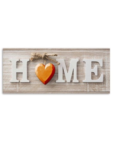 Bild - Hausaufschrift mit orangefarbenem Herz auf hellem Holz | Feeby