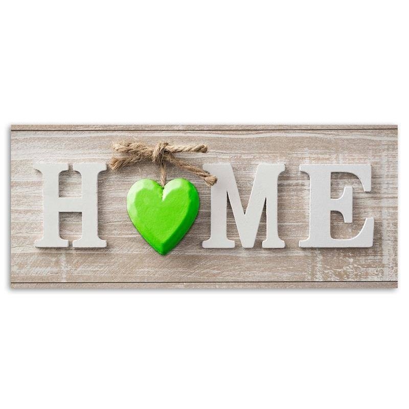 Bild - Hausaufschrift mit grünem Herz auf hellem Holz | Feeby