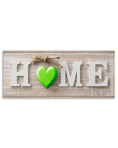 Bild - Hausaufschrift mit grünem Herz auf hellem Holz | Feeby