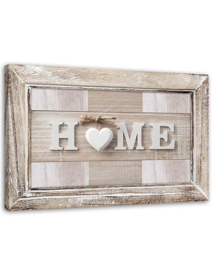 Leinwandbild - Hausaufschrift in hellem Holz mit Rahmen | Feeby