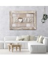 Napis Home w jasnym drewnie z ramą - Obraz do sypialni | FEEBY