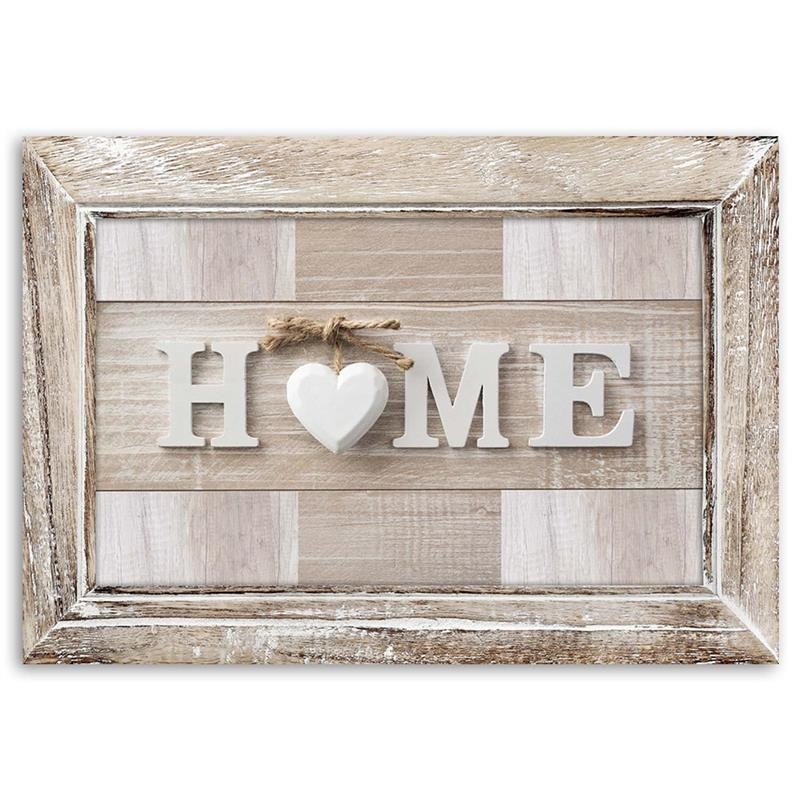 Leinwandbild - Hausaufschrift in hellem Holz mit Rahmen | Feeby