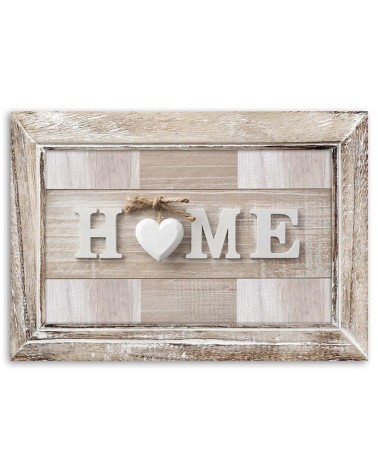 Leinwandbild - Hausaufschrift in hellem Holz mit Rahmen | Feeby