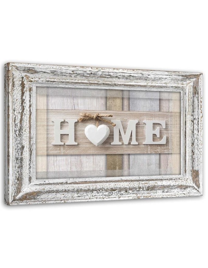 Napis Home w pastelach z ramą - Obraz do sypialni | FEEBY