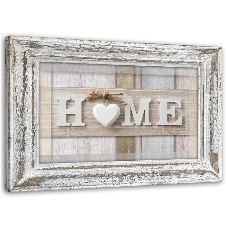 Napis Home w pastelach z ramą - Obraz do sypialni | FEEBY