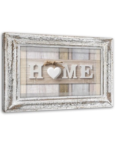 Leinwandbild - Hausaufschrift in Pastell mit Rahmen | Feeby