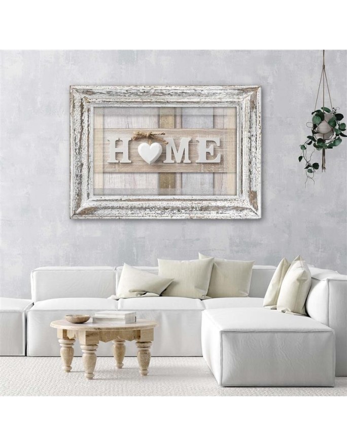 Napis Home w pastelach z ramą - Obraz do sypialni | FEEBY