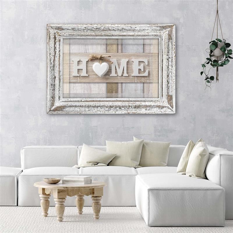 Leinwandbild - Hausaufschrift in Pastell mit Rahmen | Feeby