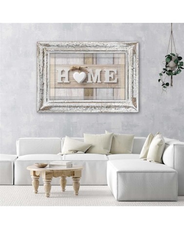 Leinwandbild - Hausaufschrift in Pastell mit Rahmen | Feeby