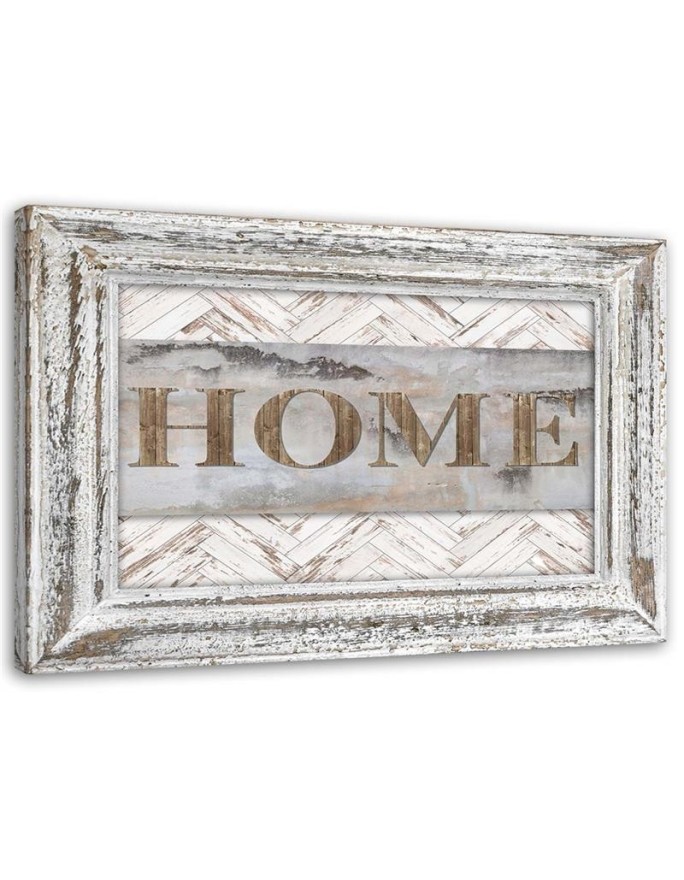 Napis Home w rustykalnej ramie - Obraz do sypialni | FEEBY