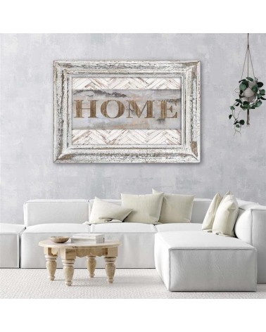 Leinwandbild - Hausinschrift im rustikalen Rahmen | Feeby