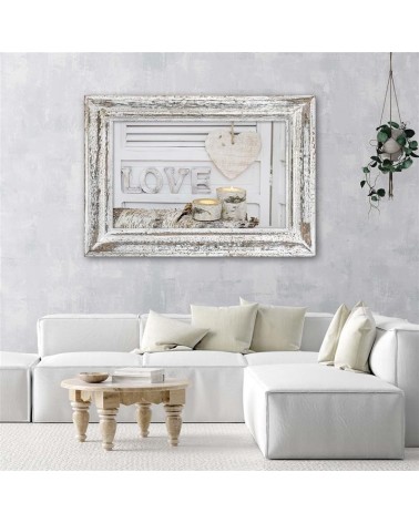 Modernes Wandbild - Hausaufschrift und Herz in Birkentönen | Feeby