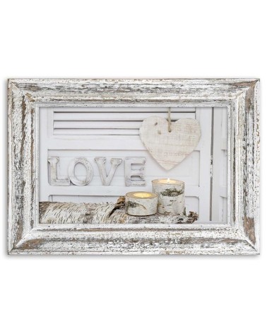 Modernes Wandbild - Hausaufschrift und Herz in Birkentönen | Feeby