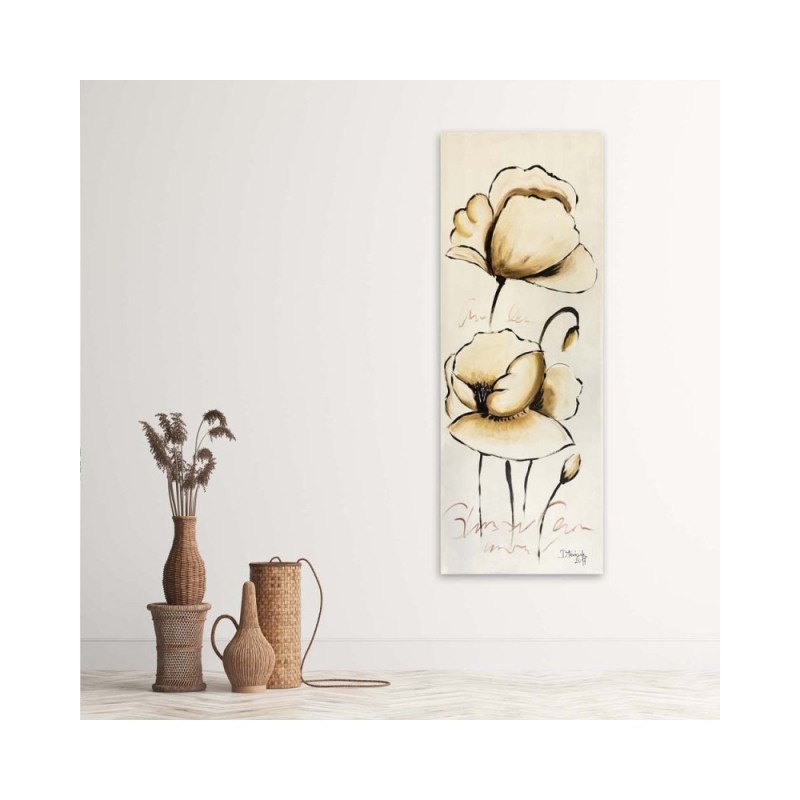 Leinwandbild - Gelbe gemalte Blumen | Feeby