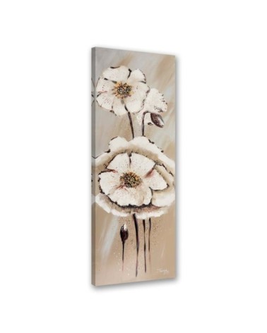 White painted flowers - Canvas print for the living room | FEEBY