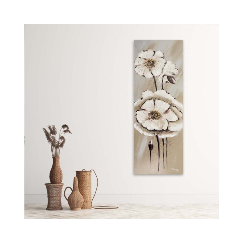 Bild auf Leinwand - Weiß bemalte Blumen | Feeby