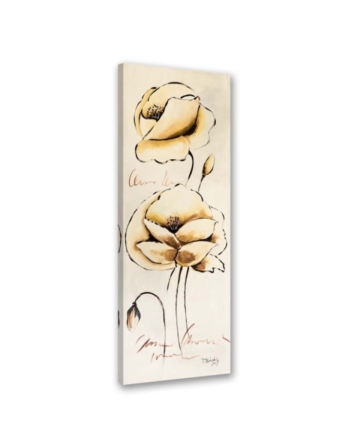 Leinwandbild modern - Gold bemalte Blumen | Feeby