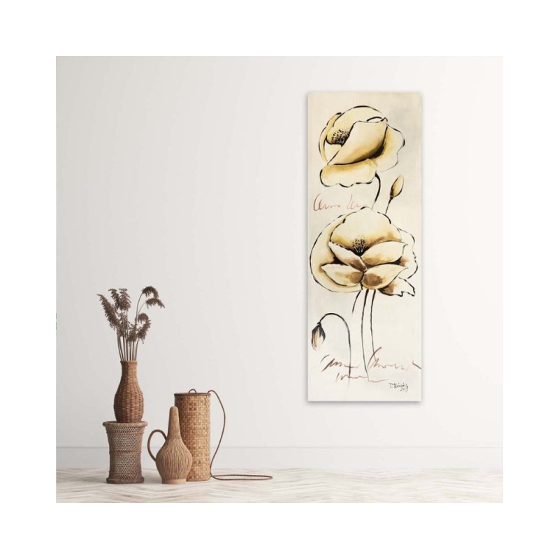 Leinwandbild modern - Gold bemalte Blumen | Feeby