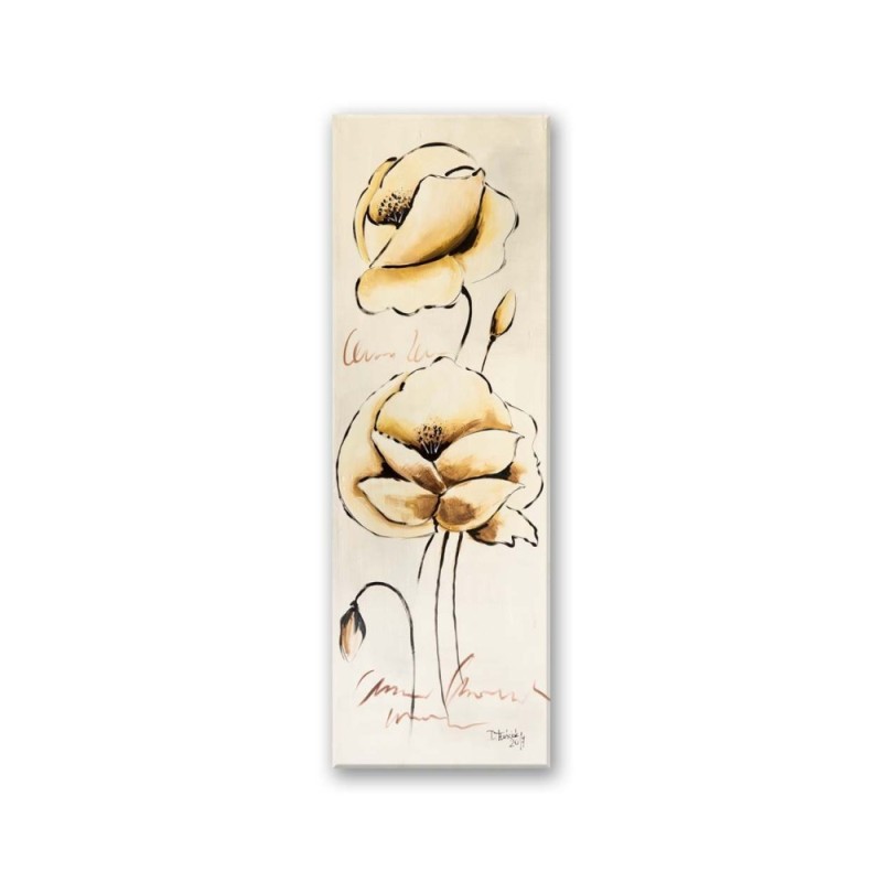 Leinwandbild modern - Gold bemalte Blumen | Feeby
