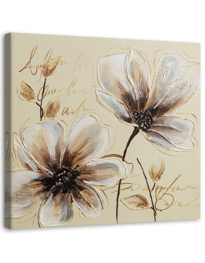 Wandbild für Wohnzimmer - Gemalte Blumen | Feeby