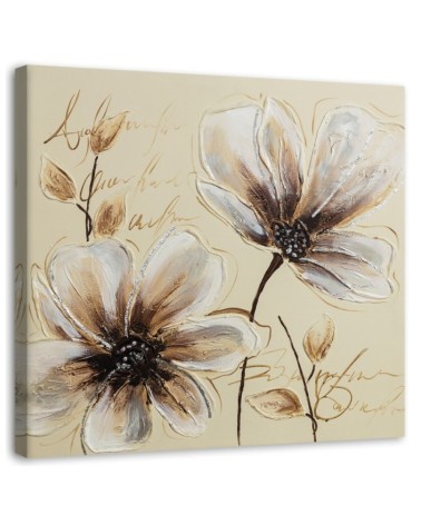 Wandbild für Wohnzimmer - Gemalte Blumen | Feeby