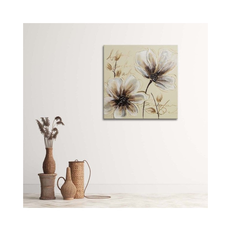 Wandbild für Wohnzimmer - Gemalte Blumen | Feeby