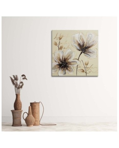 Wandbild für Wohnzimmer - Gemalte Blumen | Feeby