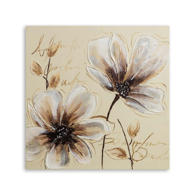 Wandbild für Wohnzimmer - Gemalte Blumen | Feeby