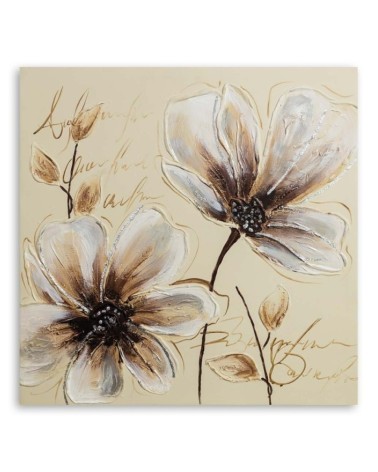 Wandbild für Wohnzimmer - Gemalte Blumen | Feeby